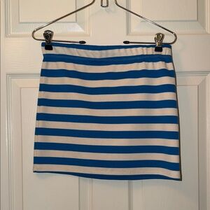 Hollister Blue and Cream Striped Mini Skirt